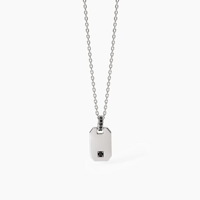 Collana da uomo in argento con ciondolo ottagonale e zirconi neri Primo Capitano
