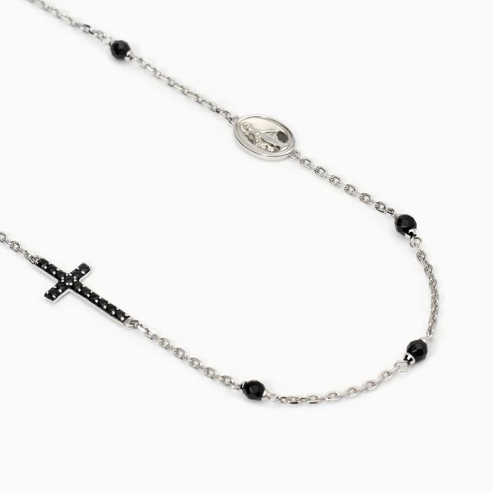 Collana uomo in argento con croce e Madonnina Mystical