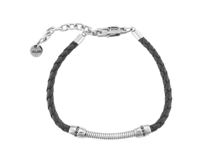 Bracciale Ecopelle e zirconi neri