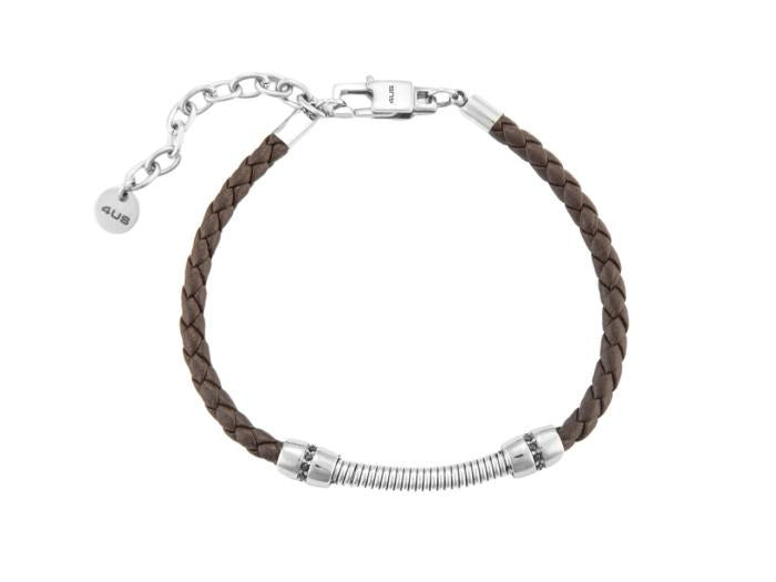 Bracciale Ecopelle e zirconi neri