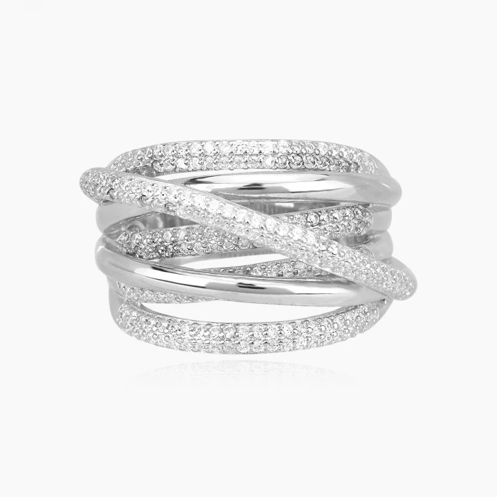 ANELLO A FASCIA CON INTRECCI PAVÉ