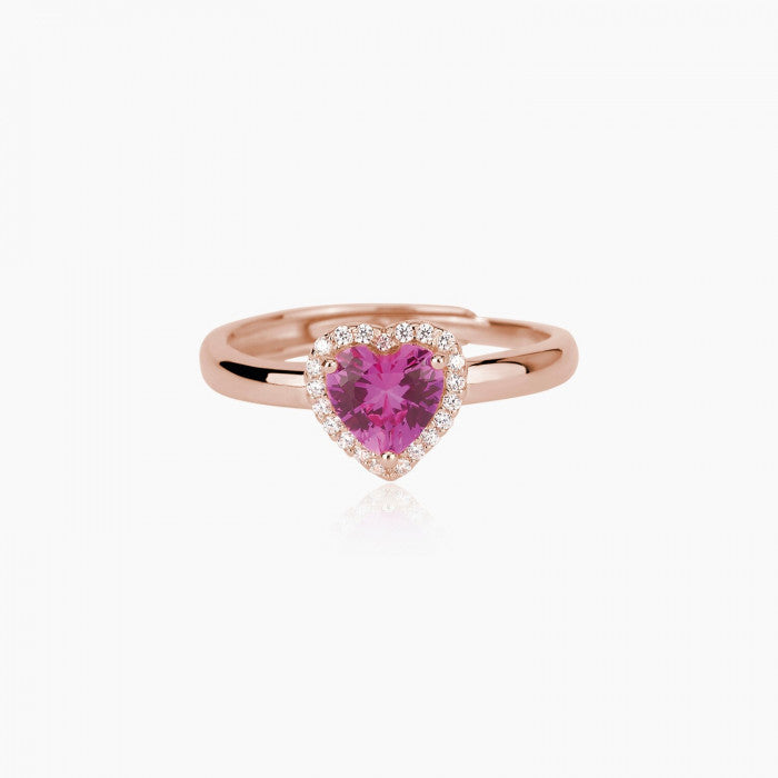 ANELLO CON CUORE COLOR TORMALINA