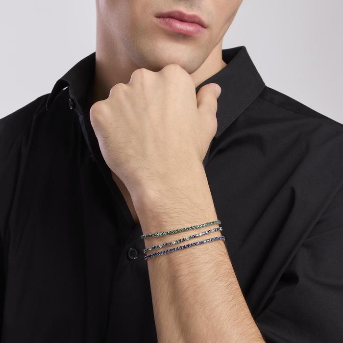 Bracciale tennis uomo con smeraldi sintetici Mini Tennis