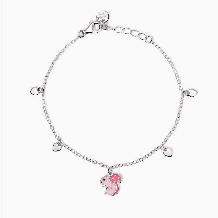 Bracciale con scoiattolino e cuoricini Lino