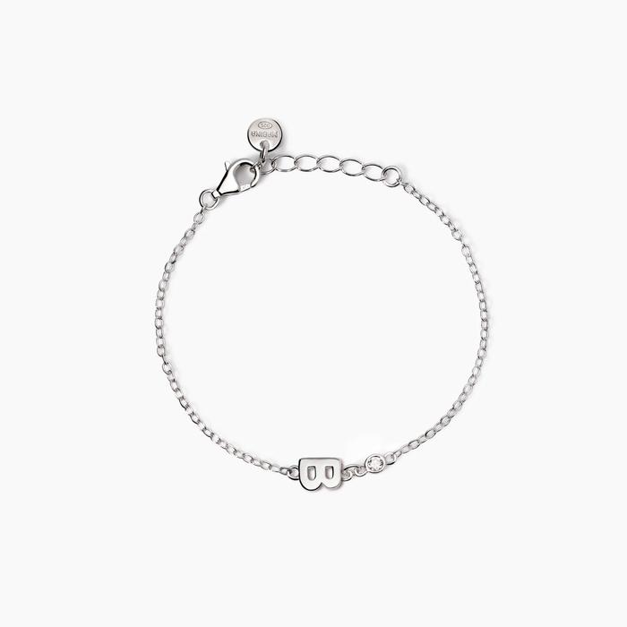 Bracciale neonato con lettera B e diamante Lab-Grown Welcome Baby
