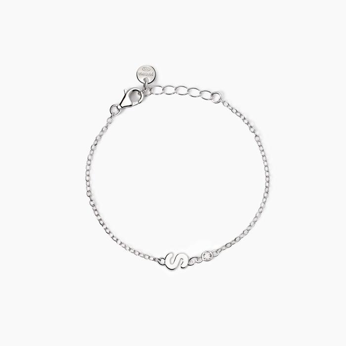 Bracciale neonato con lettera S e diamante Lab-Grown Welcome Baby