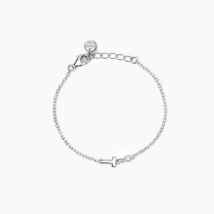 Bracciale neonato con lettera T e diamante Lab-Grown Welcome Baby