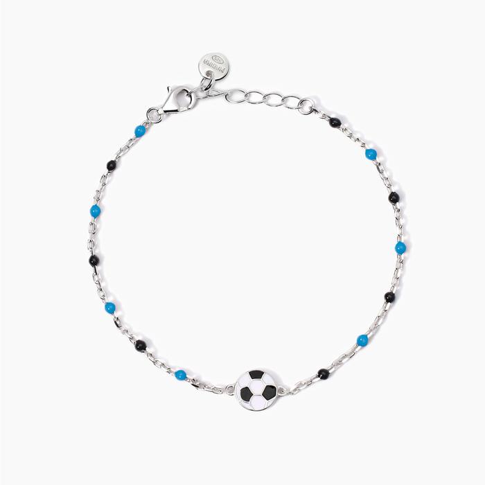 Bracciale con pallone e inserti azzurri e neri W Il Football
