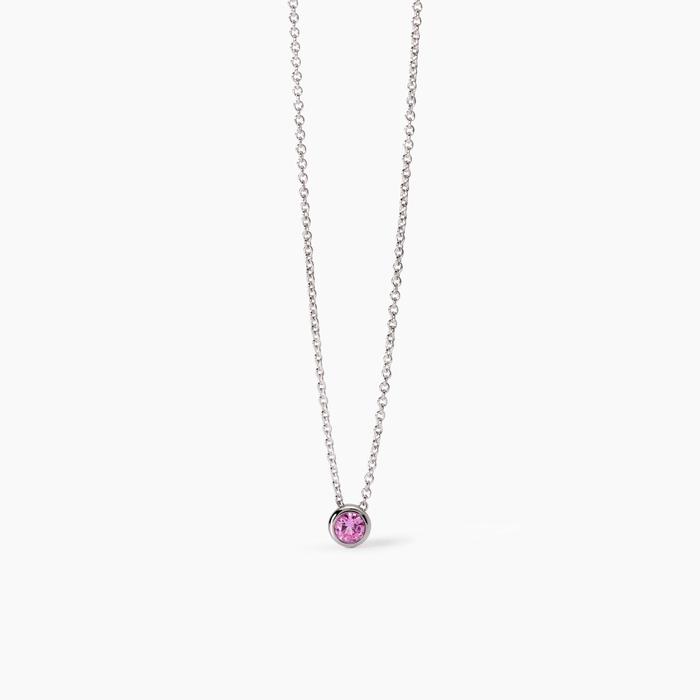 Girocollo da bambina con corindone rosa sintetico Shiny