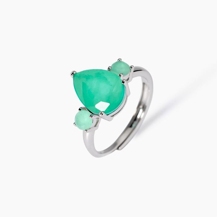 Anello con fusion stone glass verde Santorini