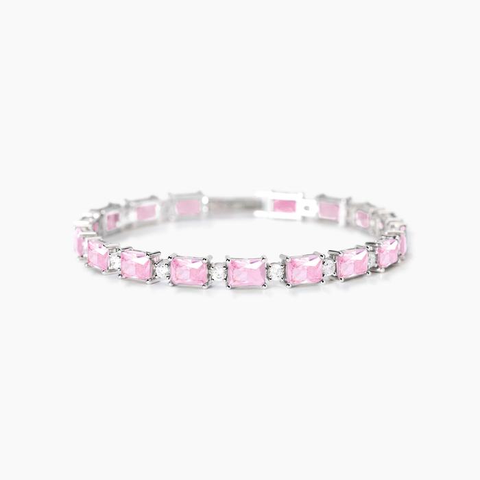 Bracciale in argento con zirconi rosa Battito