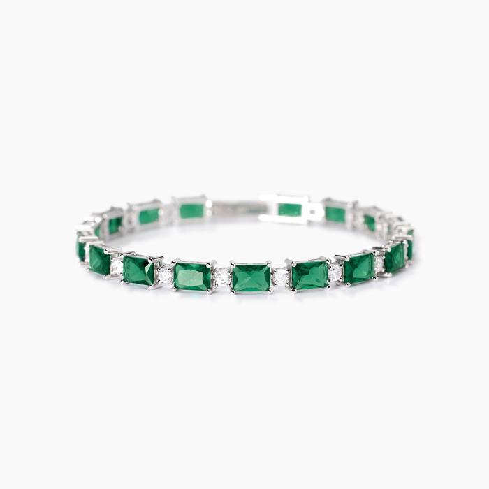 Bracciale in argento con smeraldi sintetici Battito