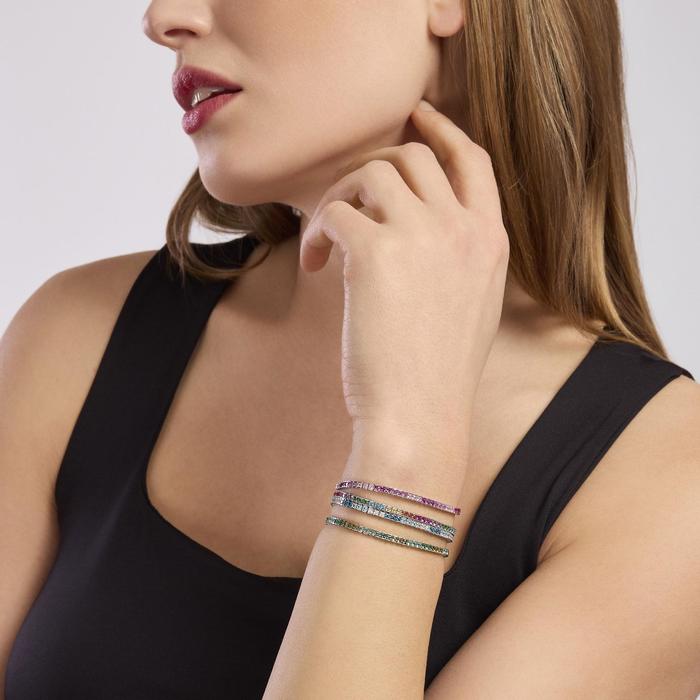 Bracciale tennis con zirconi azzurri e blu Tennis Club