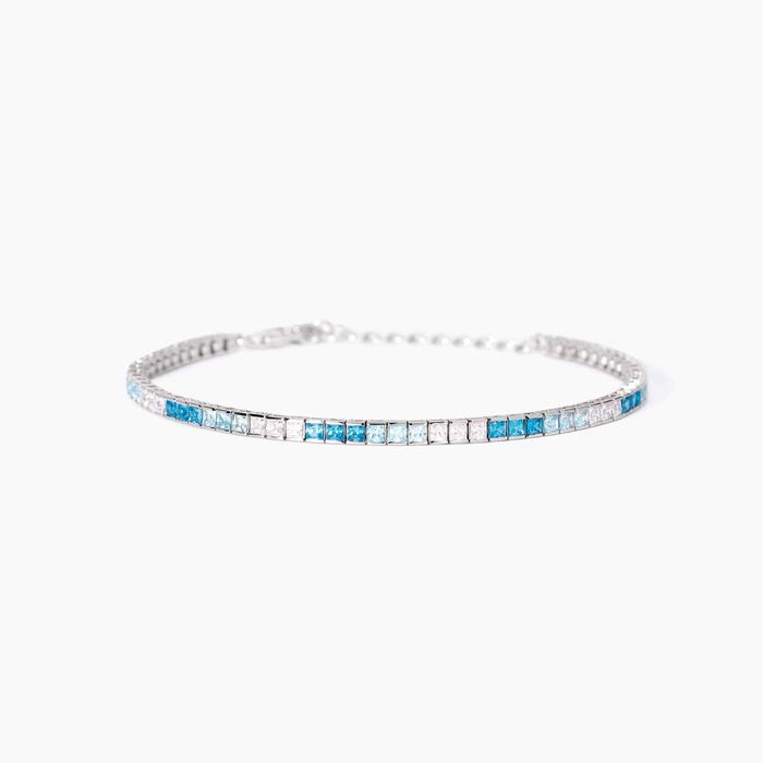 Bracciale tennis con zirconi azzurri e blu Tennis Club