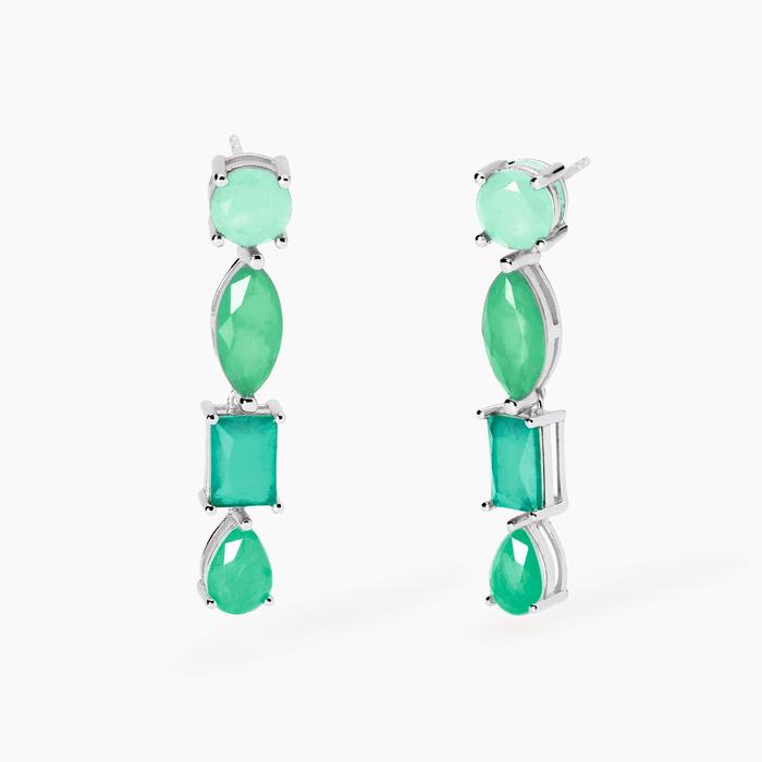 Orecchini con fusion stone glass verde Santorini