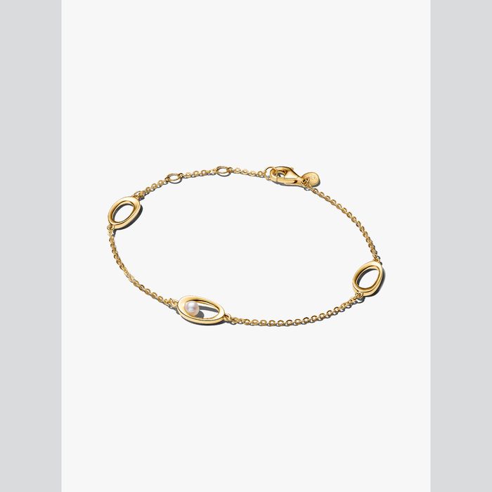 Bracciale Ovali Linea Sinuosa e Perla D'Acqua Dolce Coltivata