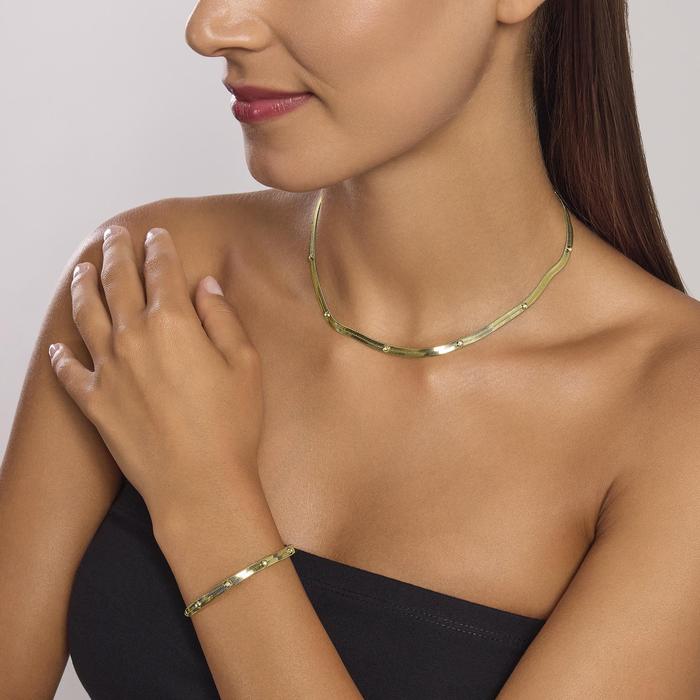 Bracciale regolabile dorato con cristalli
