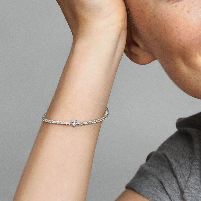 Bracciale Tennis con Cuore in rilievo