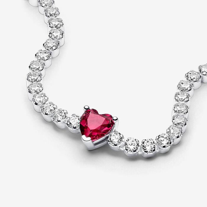 Bracciale Tennis con Cuore Rosso