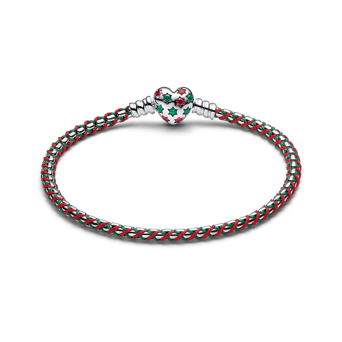 Bracciale Intreccio Tessuto Verde e Rosso