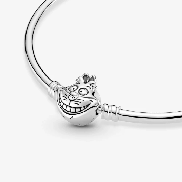 Alice nel paese delle meraviglie Disney, bracciale rigido Pandora Moments con chiusura Stregatto