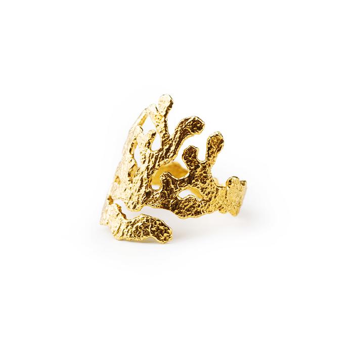 Anello Rami Di Corallo Gold