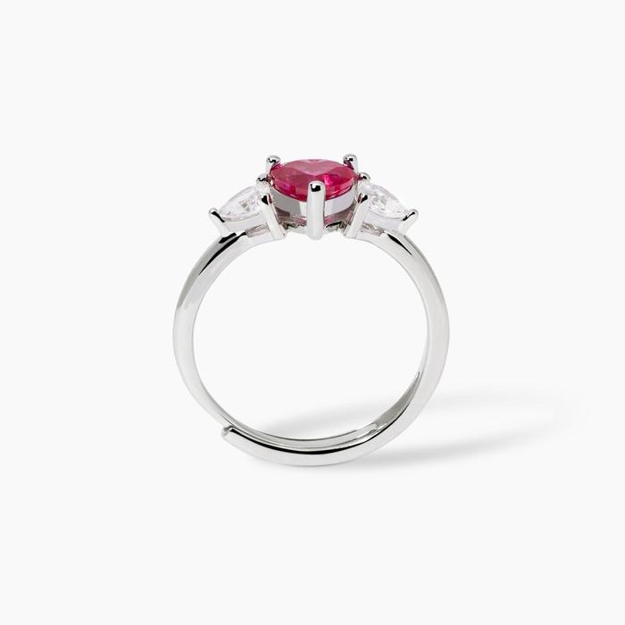 Anello con rubino sintetico taglio cuore Lovely