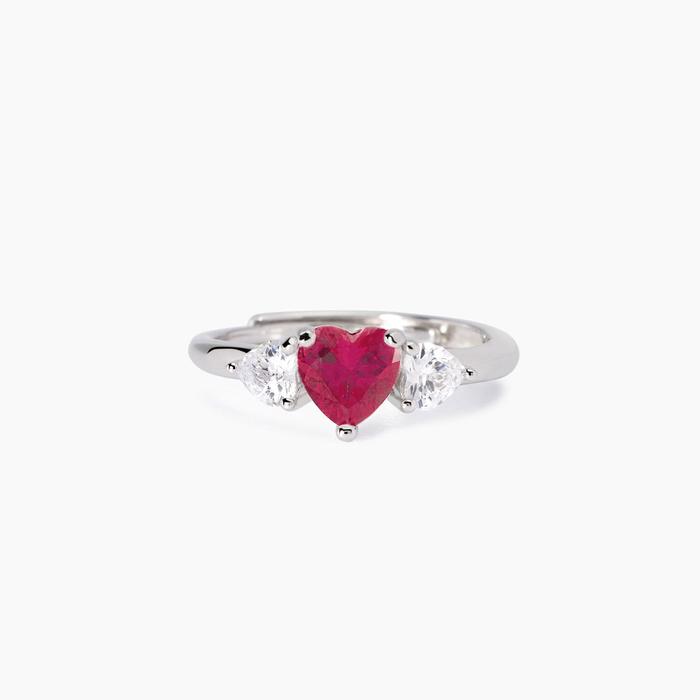 Anello con rubino sintetico taglio cuore Lovely