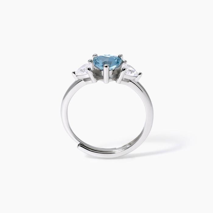 Anello con acquamarina sintetica taglio cuore Lovely