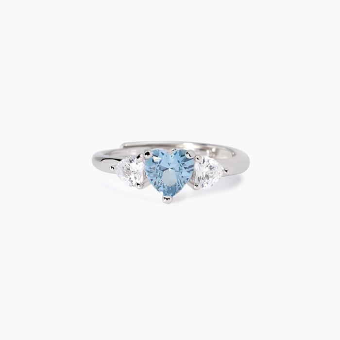 Anello con acquamarina sintetica taglio cuore Lovely