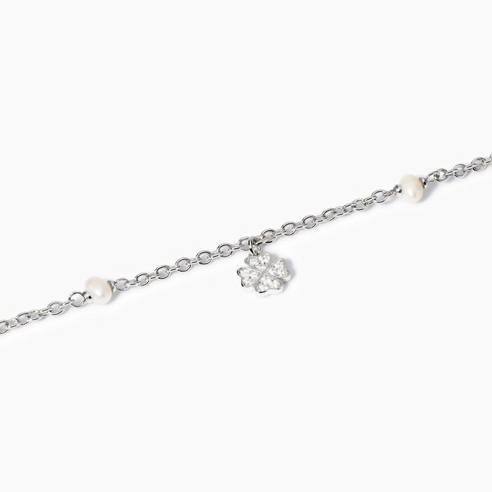 Bracciale con perle coltivate e ciondolo quadrifoglio Viva la Vida