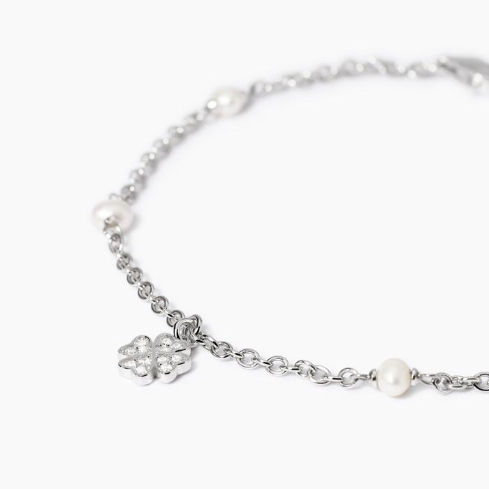 Bracciale con perle coltivate e ciondolo quadrifoglio Viva la Vida