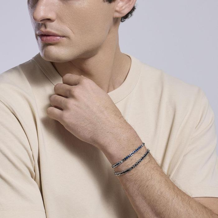 Bracciale con inserti in ceramica grigia Outside