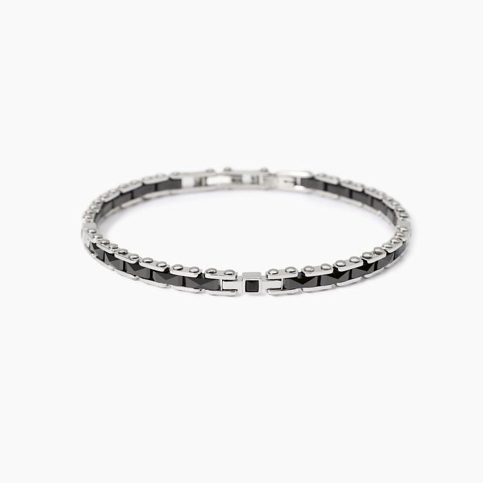 Bracciale con inserti in ceramica grigia Outside