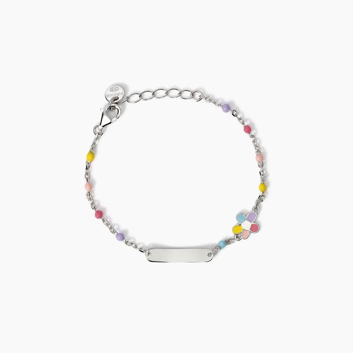 Bracciale con targhetta incidibile e fiorellino Bloom-Tag