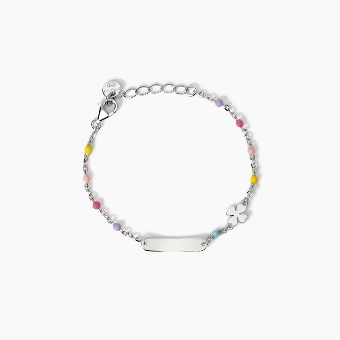 Bracciale con targhetta incidibile e quadrifoglio Lucky-Tag