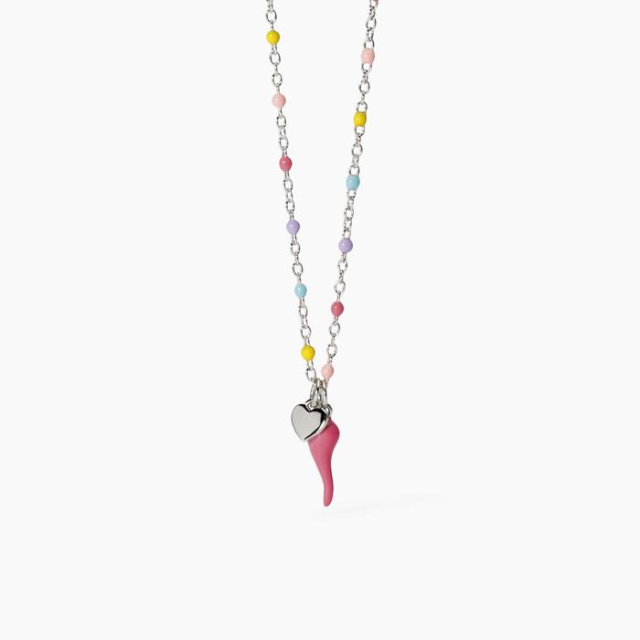 Girocollo multicolor da bambina con cornetto Buena Suerte