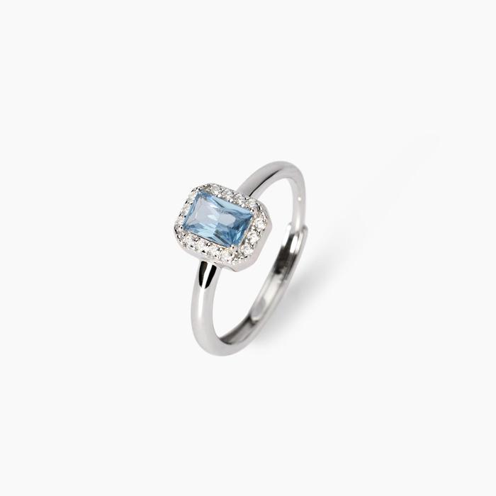 Anello con acquamarina sintetica Cool or Rétro
