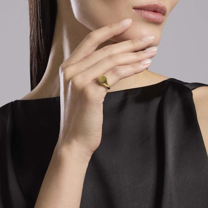 Anello chevalier regolabile in argento placcato oro Nobile