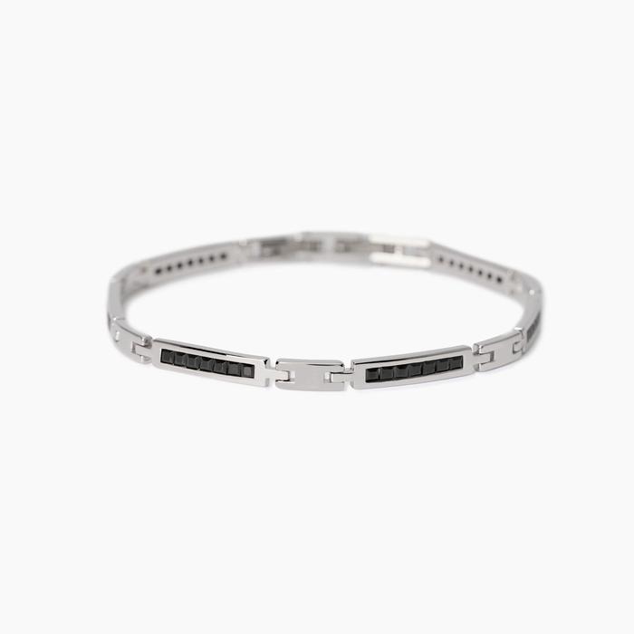 Bracciale uomo con piastre e zirconi neri Reloaded