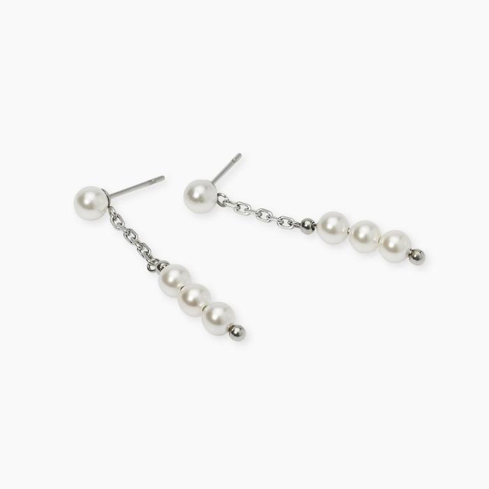 Orecchini pendenti in acciaio con perle conchiglia Style 32