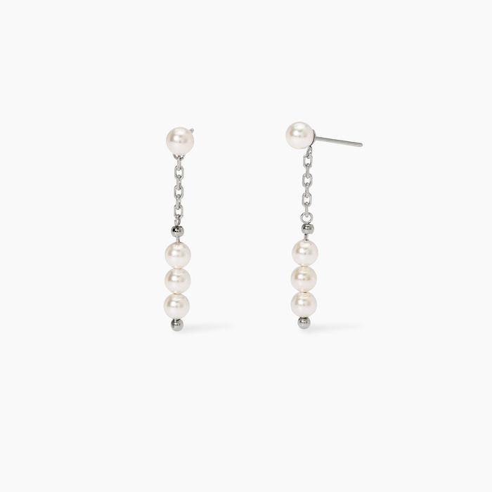 Orecchini pendenti in acciaio con perle conchiglia Style 32