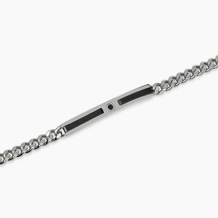 Bracciale uomo catena e piastra nera con cristallo Style 17