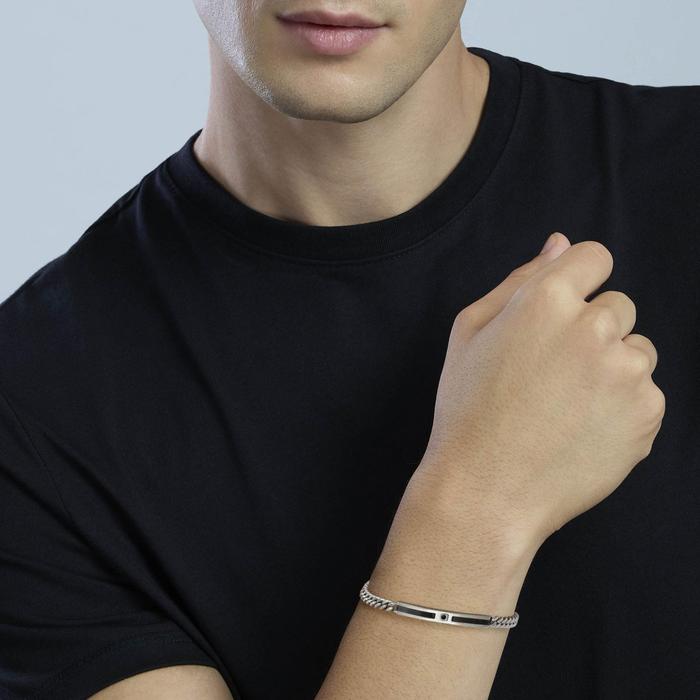 Bracciale uomo catena e piastra nera con cristallo Style 17