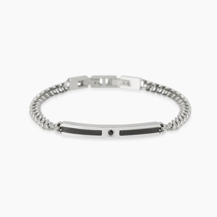 Bracciale uomo catena e piastra nera con cristallo Style 17