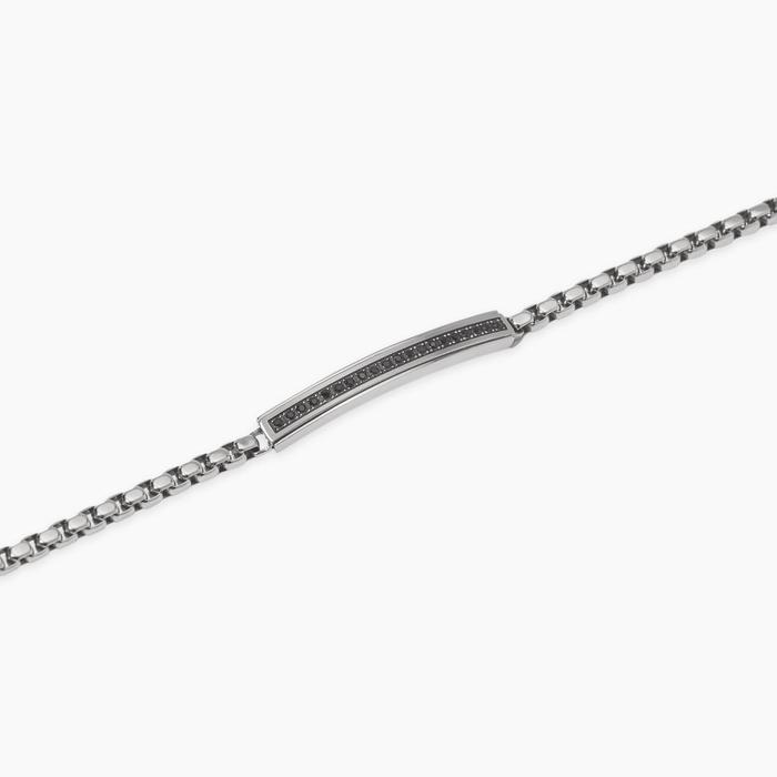 Bracciale con piastra in cristalli neri Style 15