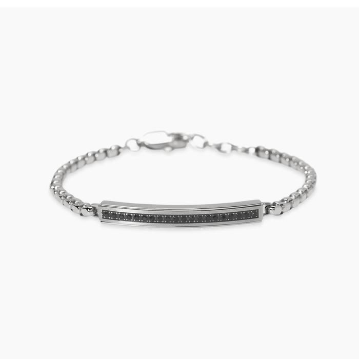 Bracciale con piastra in cristalli neri Style 15