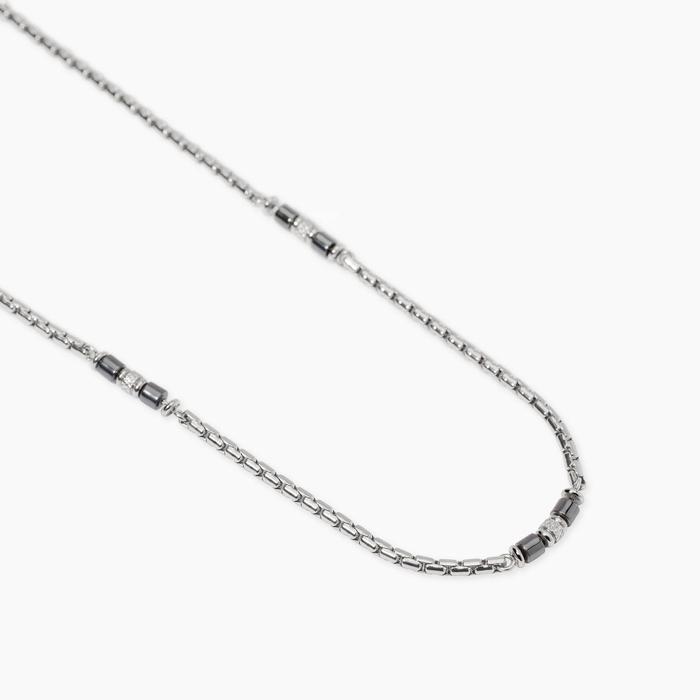 Collana uomo in acciaio con catena veneta ed ematite Style 03