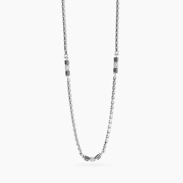 Collana uomo in acciaio con catena veneta ed ematite Style 03