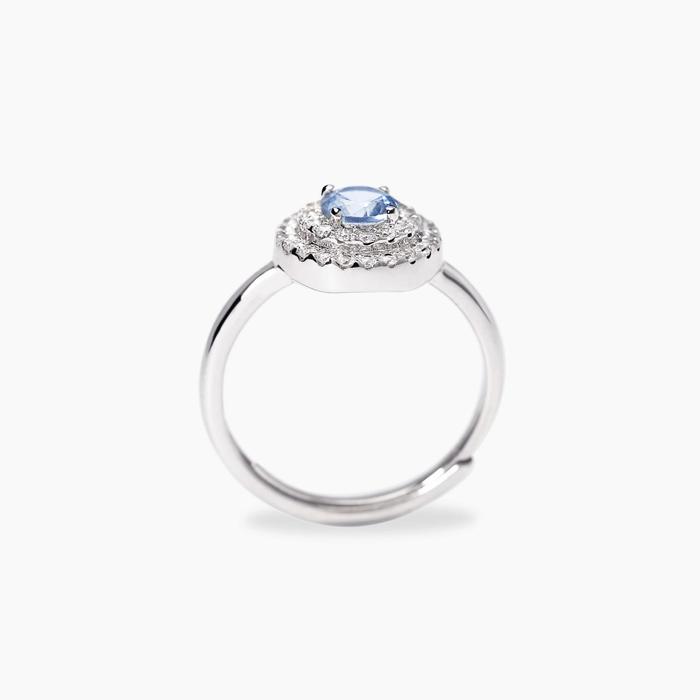 Anello con acquamarina sintetica e zirconi VITTORIA